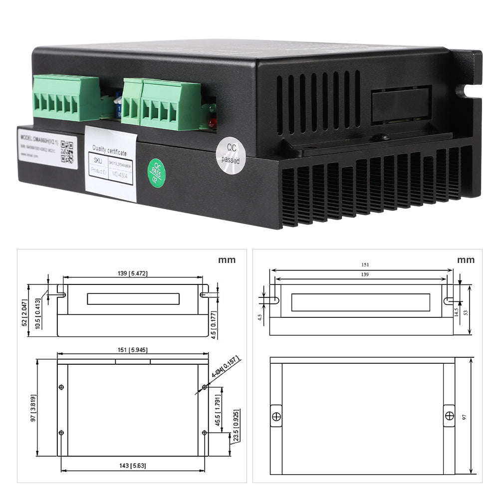 Cloudray DMA860H Mechanical Specifications: Dimensions 151x97x53mm for CNC Mounting