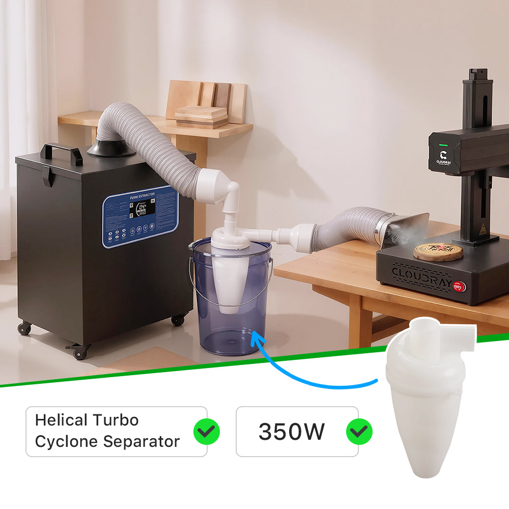 Cloudray 350W Helical Turbo Cyclone Dust Separator for Fume Extractor