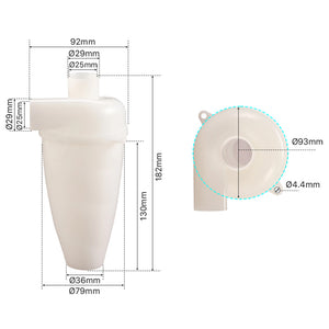Cloudray Cyclone Dust Separator Dimensions: 182mm Total Height and 93mm Top Diameter Specification