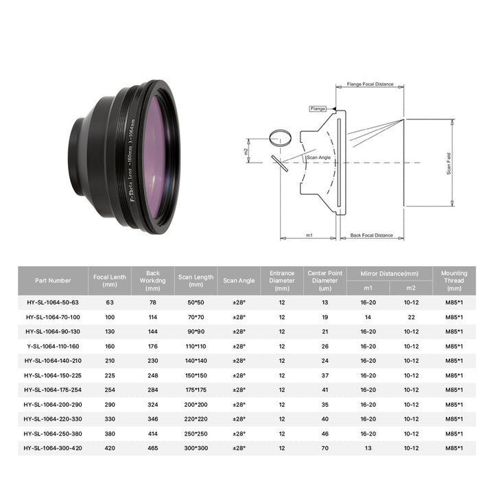 Cloudray K9 M85 Fiber Laser F-theta Scan Lens