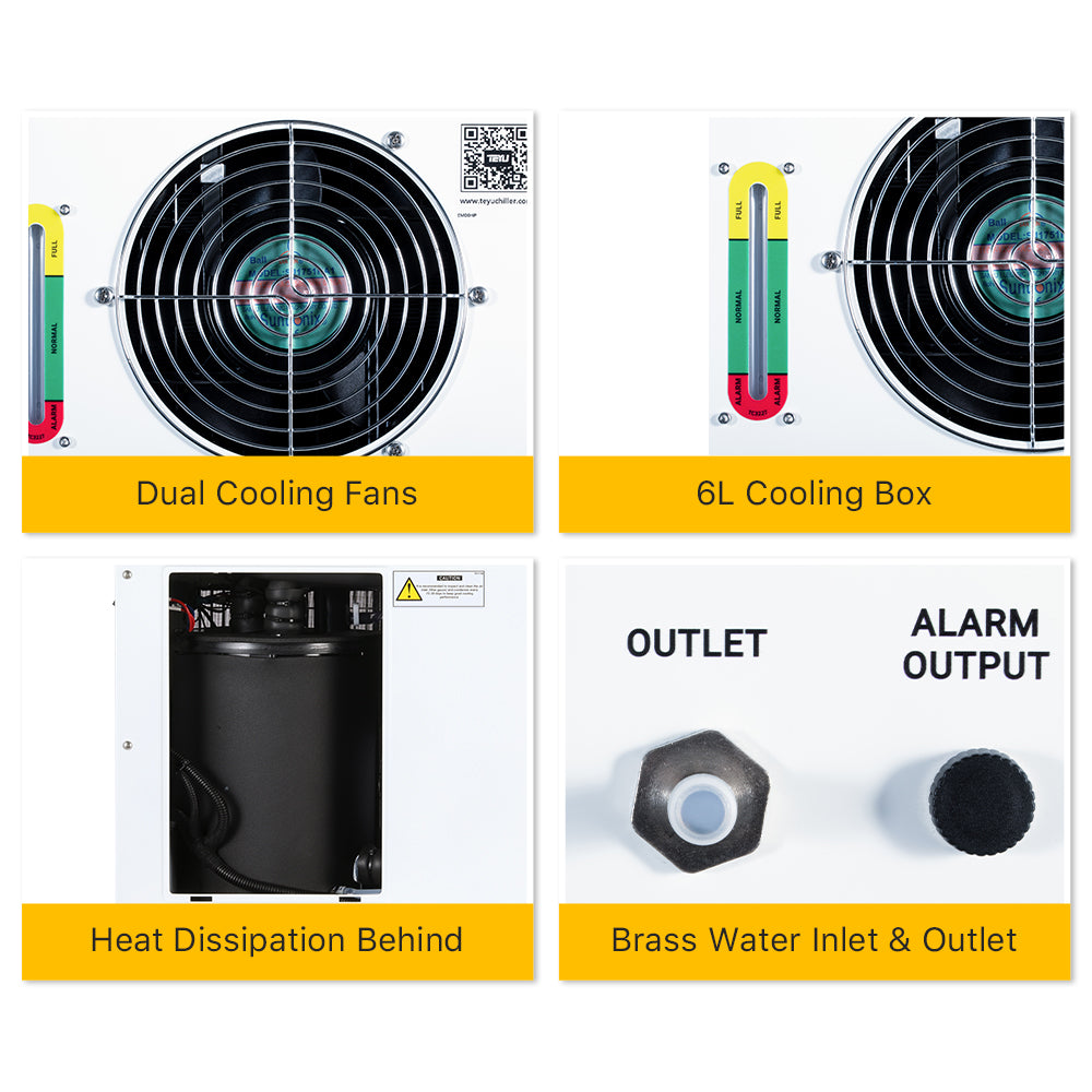 Cloudray CW-5200 Laser Water Chiller with Dual Cooling Fans, Cooling Tank, Heat Dissipation and Water Connections