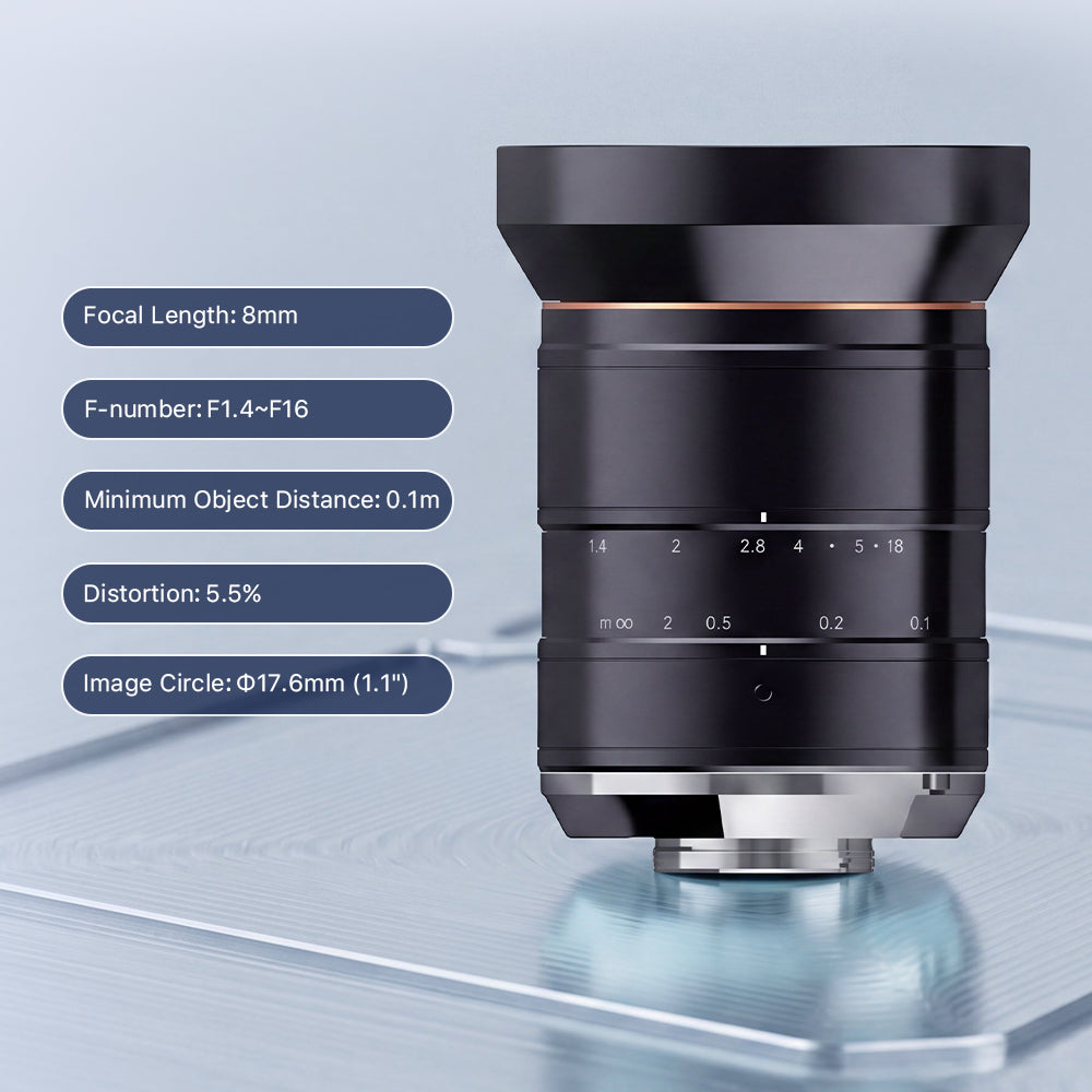 Cloudray 12MP Fixed Focal Length Lens MVL-KF0814M-12MPE with 8mm Focal Length and Low Distortion