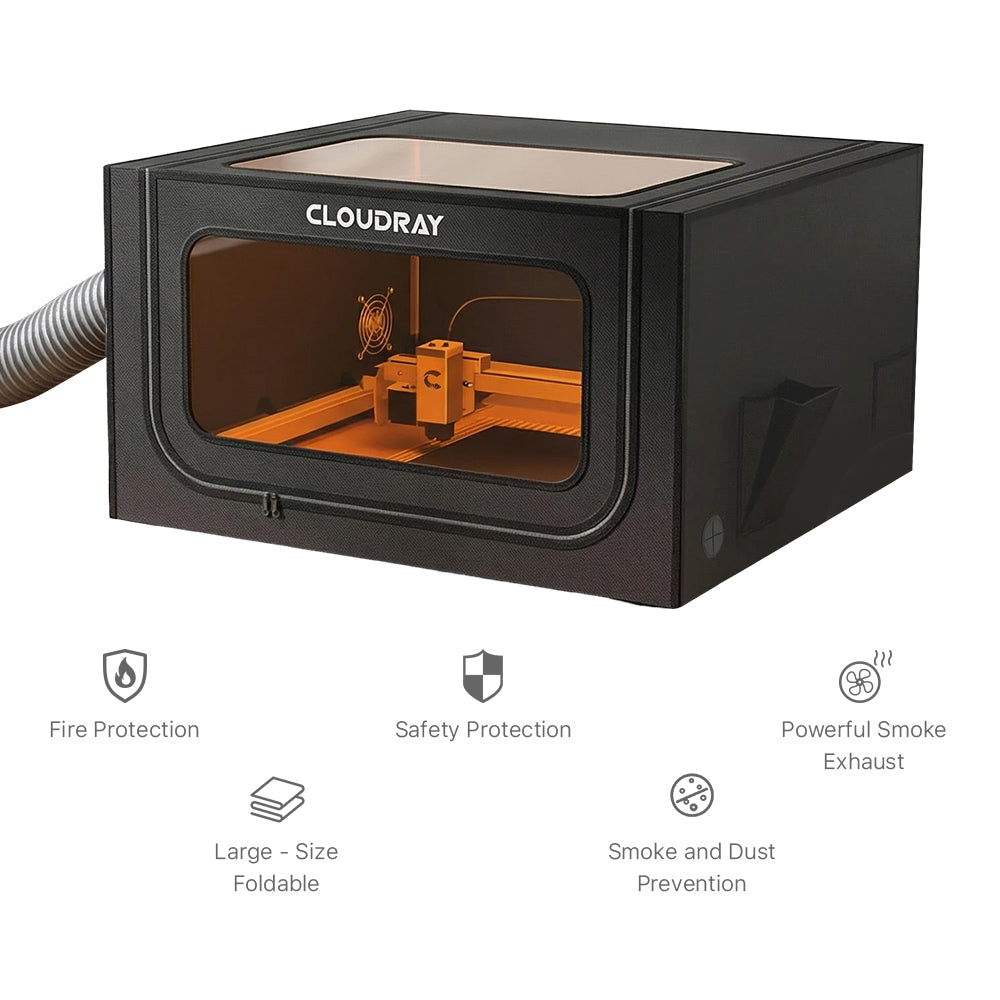 Cloudray Foldable Laser Engraver Enclosure with Exhaust System and Fire Protection for Desktop Laser Engravers
