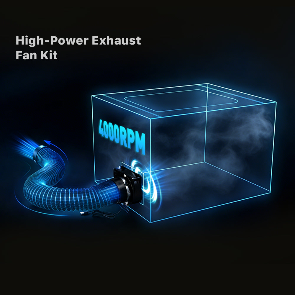 High-Power 4000RPM Exhaust Fan Kit for Effective Smoke, Odor, and Particle Removal during Laser Engraving