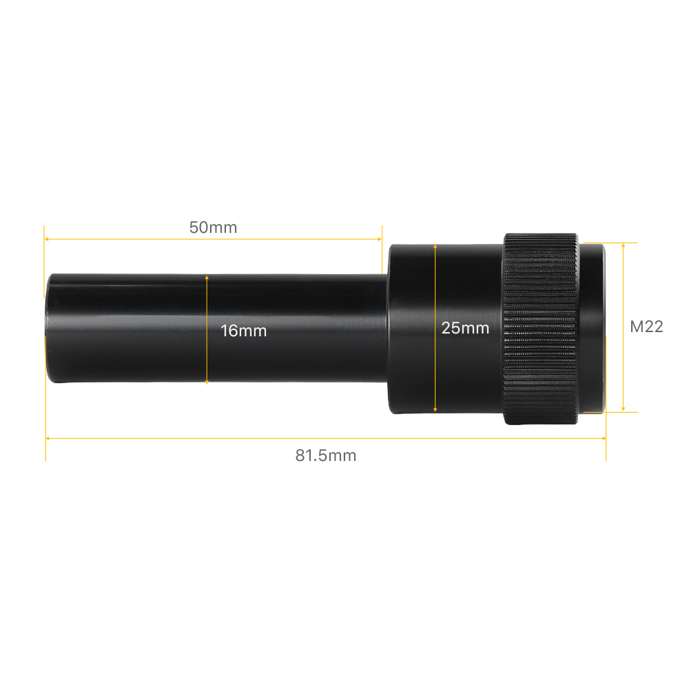 Cloudray Laser Lens Tube Dimensions: 81.5mm Total Length with M22 Thread and 16mm/25mm Diameters