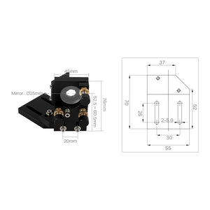 Cloudray 2nd Mirror Mount V2.1 for D25mm Mirrors with Precise XY Axis Actuator Adjustments