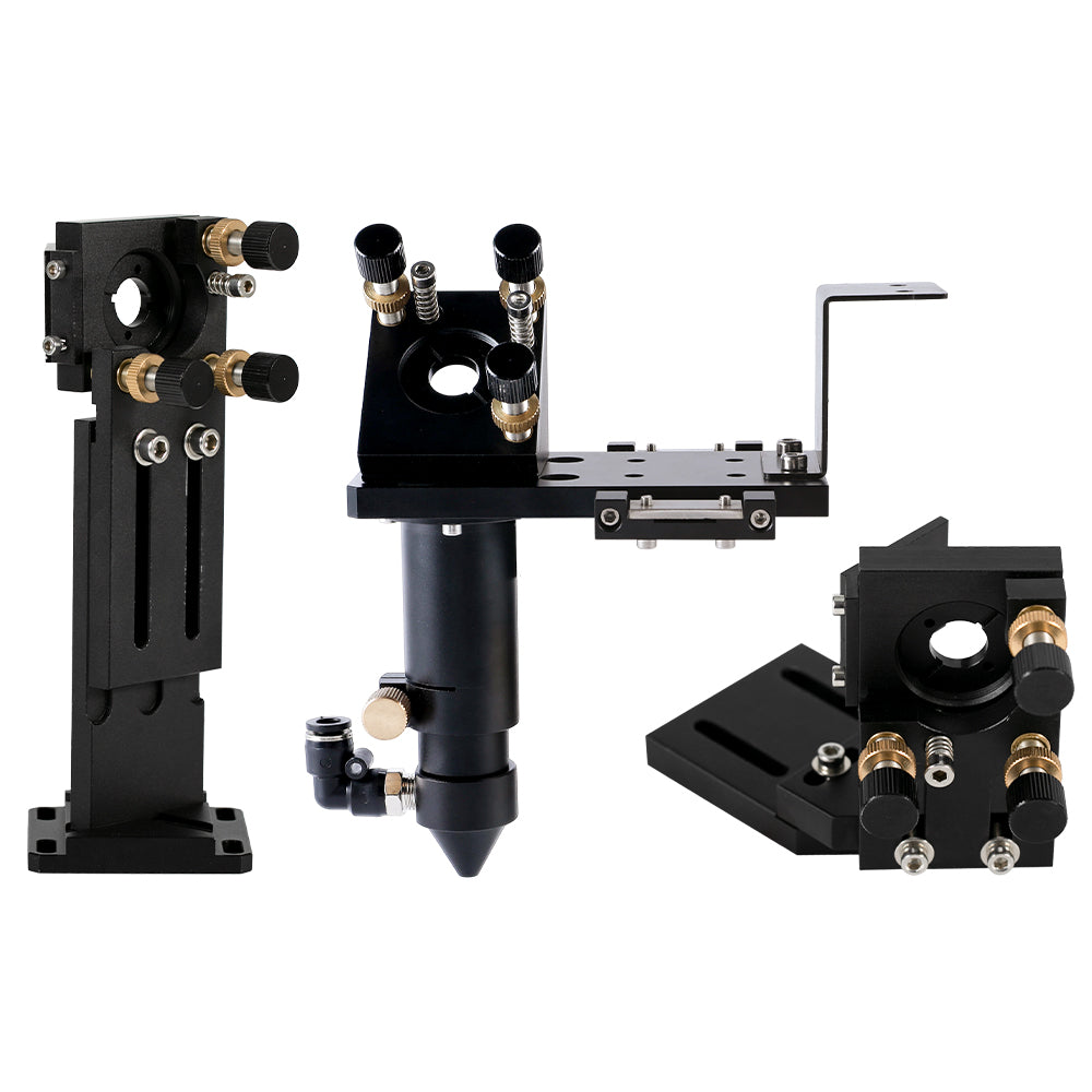 Cloudray E Series V2.1 CO2 laser head set with adjustable laser head, first mirror mount and second mirror mount for 25mm mirrors