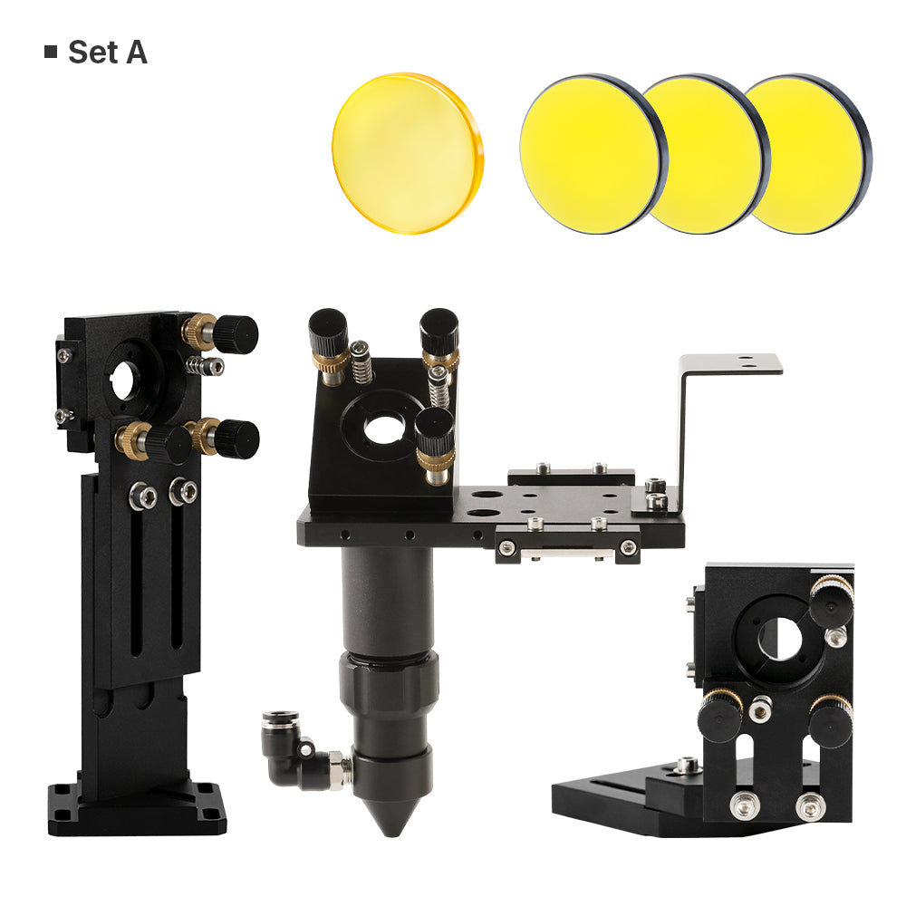 Cloudray C Series V2.1 CO2 Laser Head Set A with 1st and 2nd Mirror Mounts, Focus Lens and 3 Gold Si Mirrors