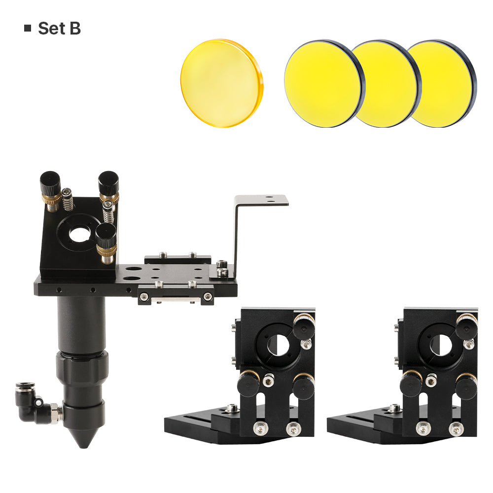 Cloudray C Series V2.1 CO2 Laser Head Set B with Dual 2nd Mirror Mounts, Focus Lens and 3 Gold Si Mirrors