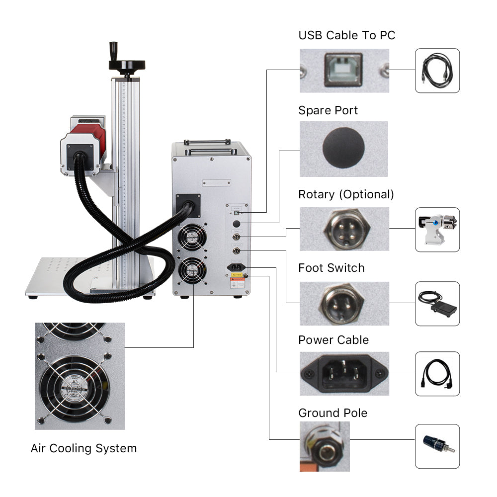 Area di scansione MP-60 Cloudray LiteMarker Pro 60W Split laser incisore fibra 7,9 