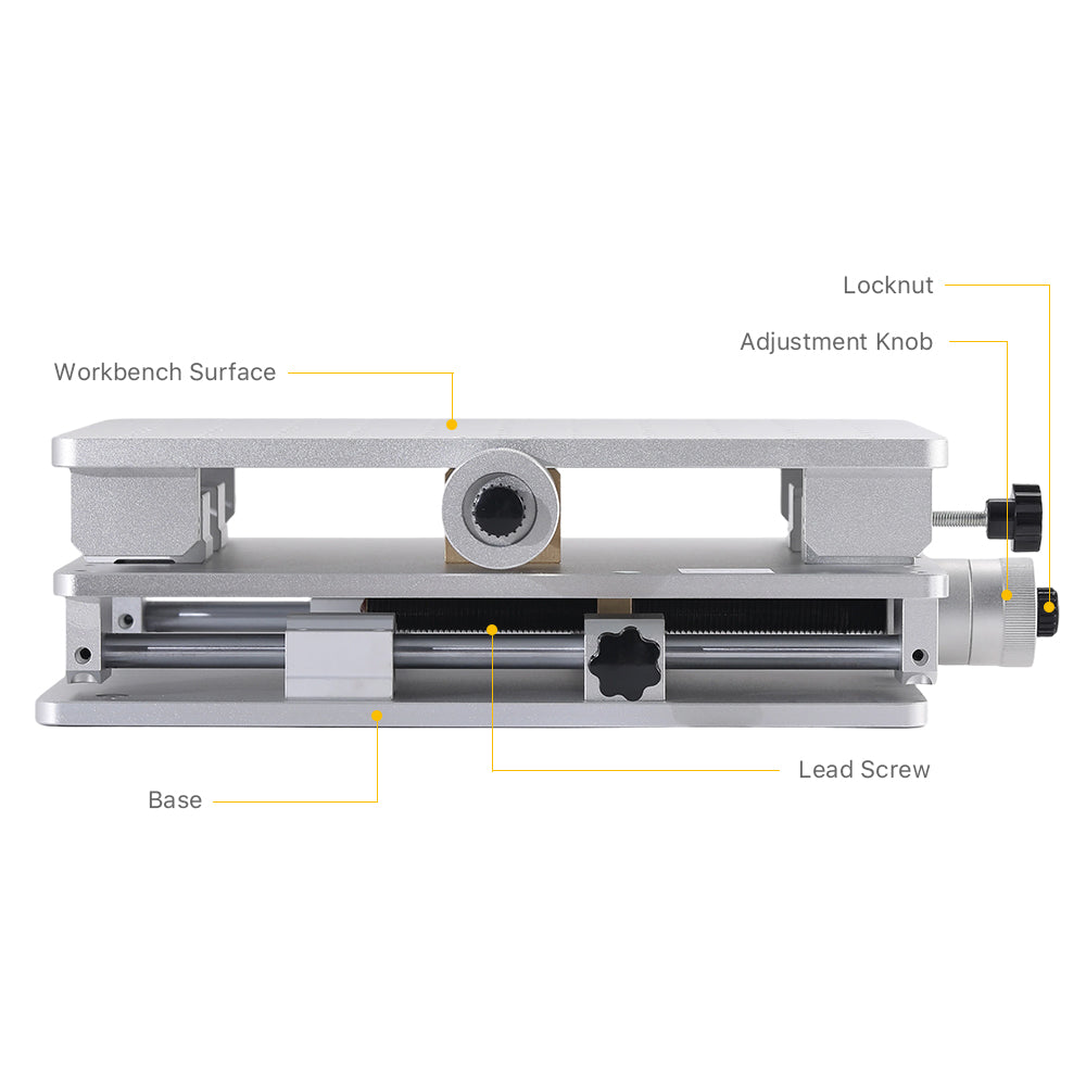 Cloudray 2D Laser Displacement Table Structure with Adjustment Knob and Lead Screw