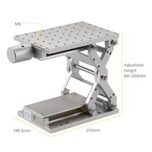 Cloudray Lift Table Dimensions: 210x149.5mm Surface with 86mm to 209mm Adjustable Height Range
