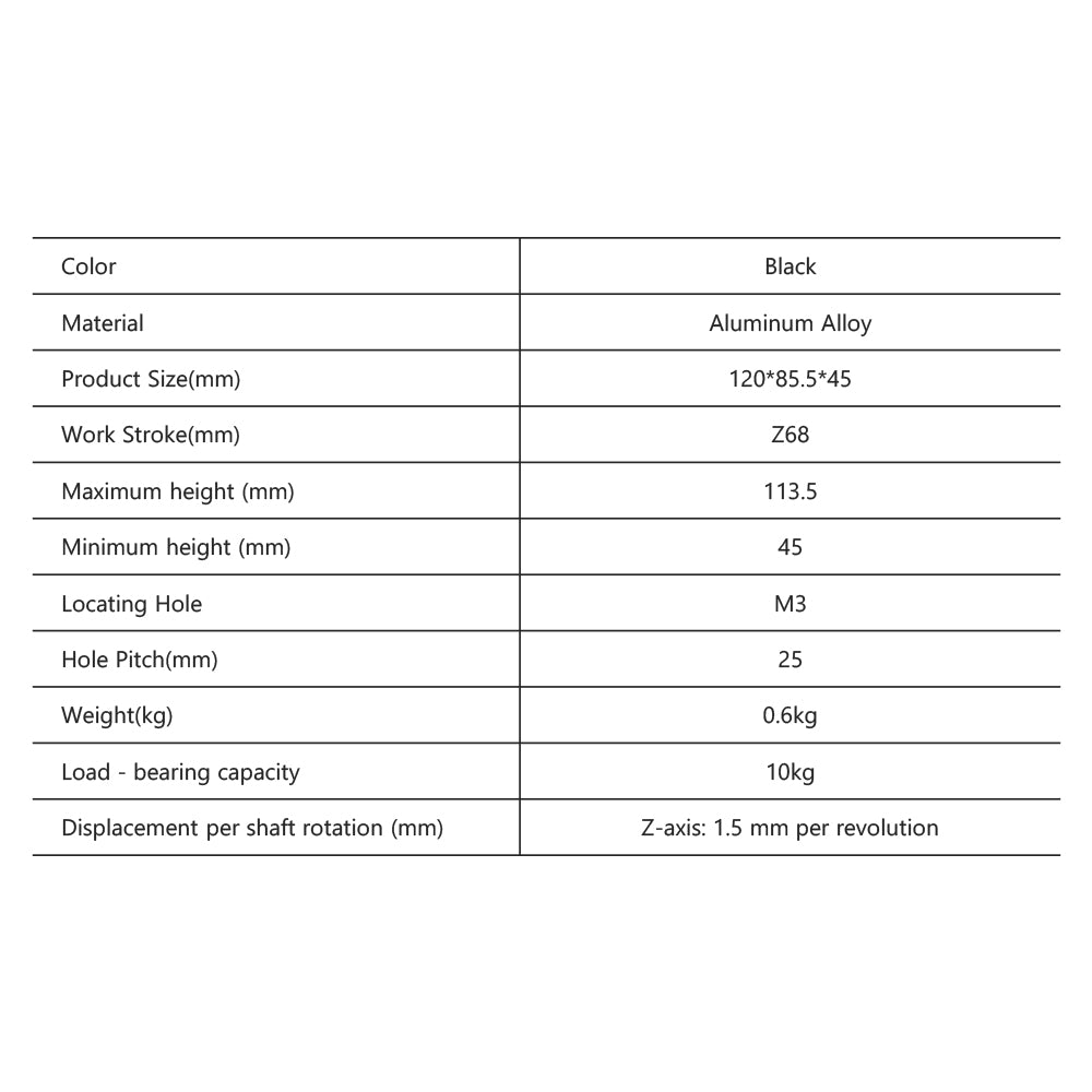 Product Specification | Cloudray Z-Axis Positioning Moving Workbench