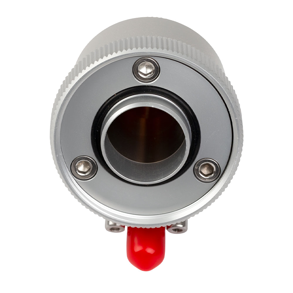 Cloudray Laser Cutting Head Nozzle Connector Top View Showing Central Opening, Sealing Ring and Three Mounting Screws