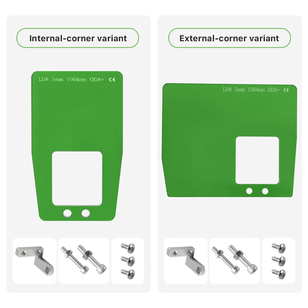 Cloudray Laser Welding Protective Shield Kit with Internal and External Corner Variants and Mounting Hardware