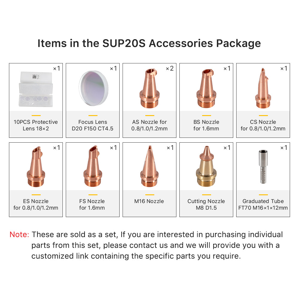 Set di accessori originali Cloudray per la testa di saldatura SUP20S &amp; SUP21T