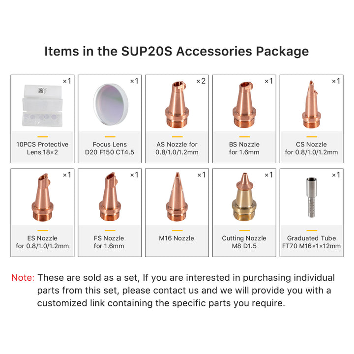 Set di accessori originali Cloudray per la testa di saldatura SUP20S &amp; SUP21T