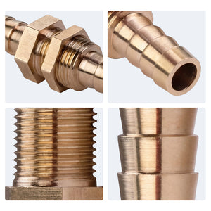 Cloudray Copper Pagoda Hose Fitting Close-Up Showing Thread, Barb, and Hex Nut Details