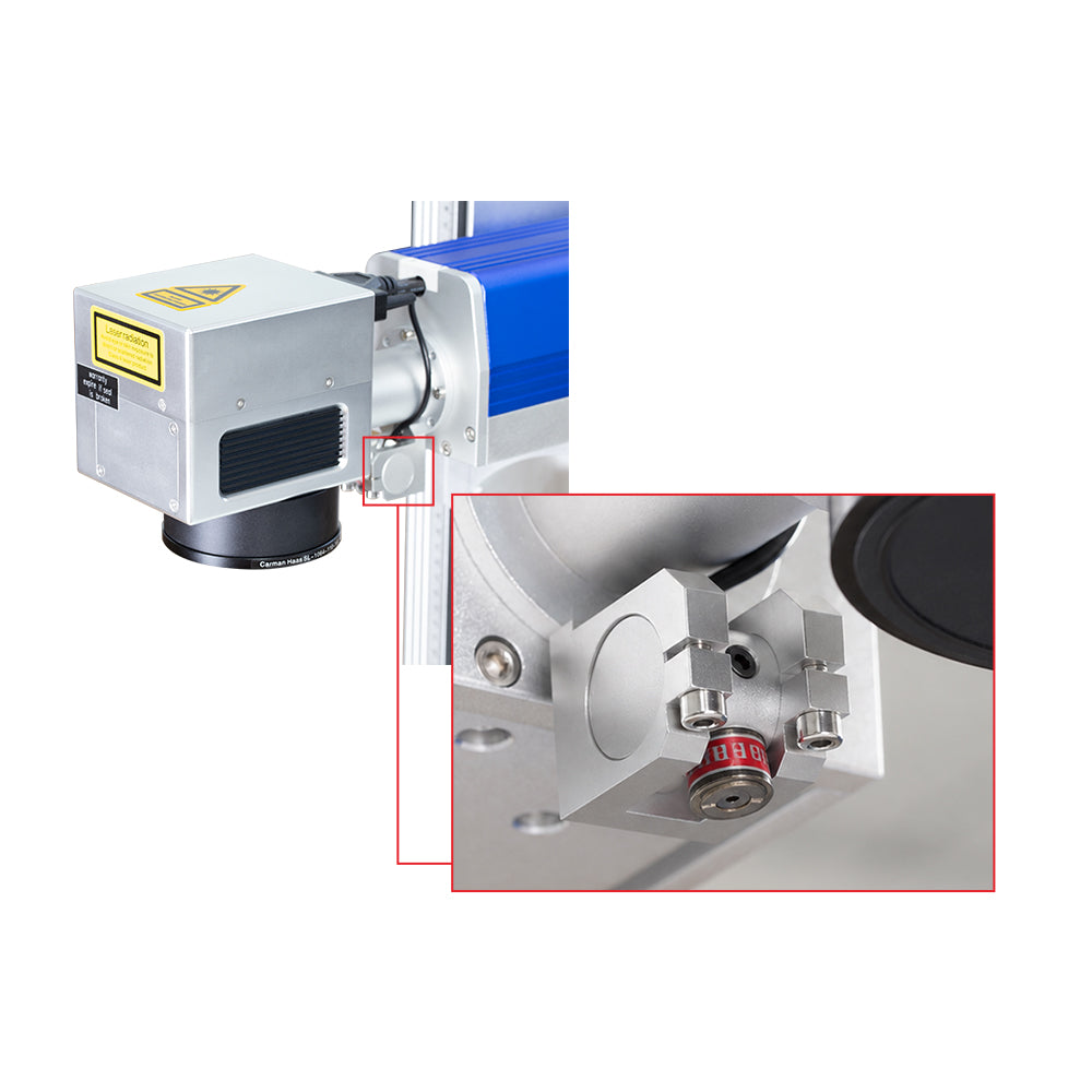 Cloudray Red Laser Locator Mount Application Installed on Fiber Laser Marking Galvo Head