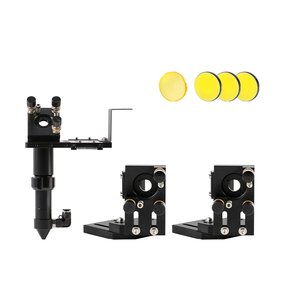 Cloudray Set B: CO2 Laser Head with Dual 2nd Mirror Mounts, Focus Lens, and 3pcs Gold-Plated Si Mirrors