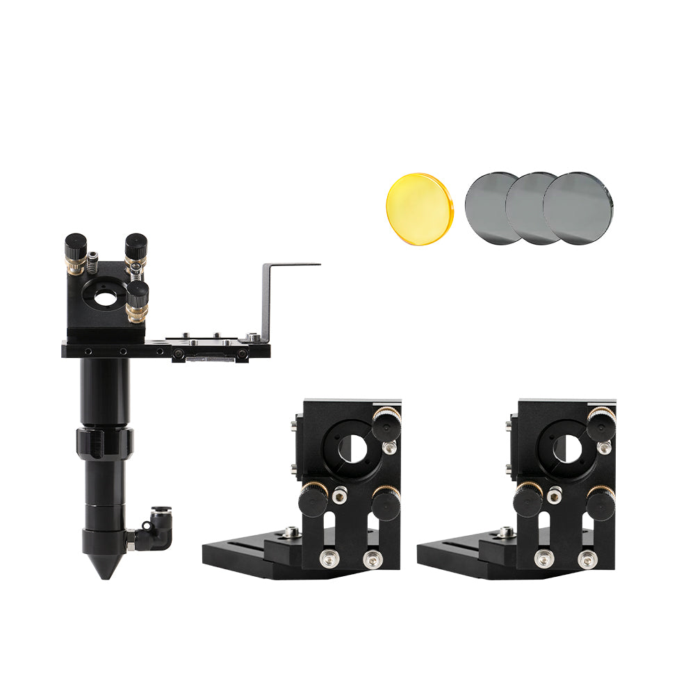Cloudray Set C: CO2 Laser Head with Dual 2nd Mirror Mounts, Focus Lens, and 3pcs Black Si Mirrors