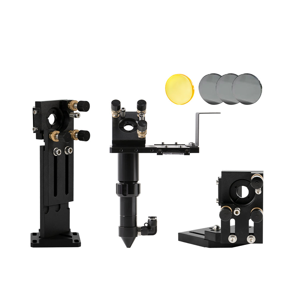 Cloudray Set D: CO2 Laser Head with 1st and 2nd Mirror Mounts, Focus Lens, and 3pcs Black Si Mirrors