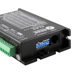 Detail View of Leadshine CL42 Driver RS232 Port and Blue DIP Switch Panel