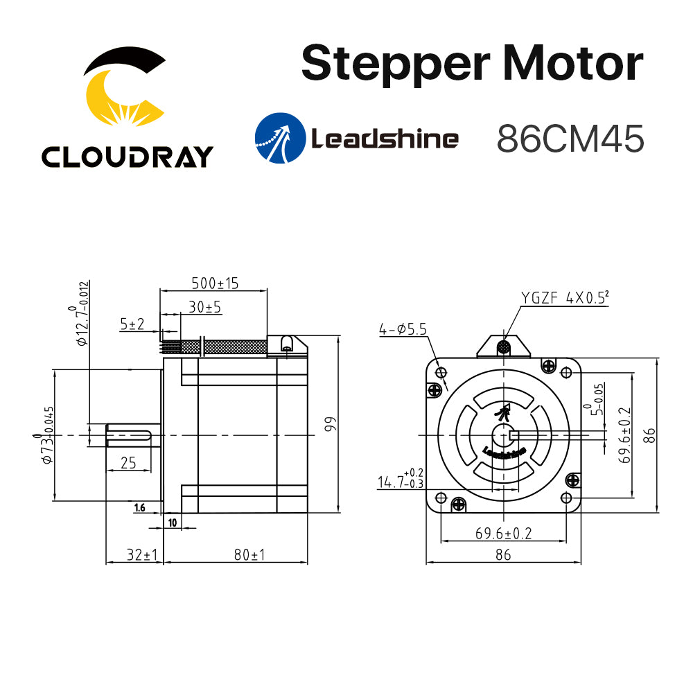 Cloudray Leadshine 86CM45 2-Phase Nema34 Stepper Motor