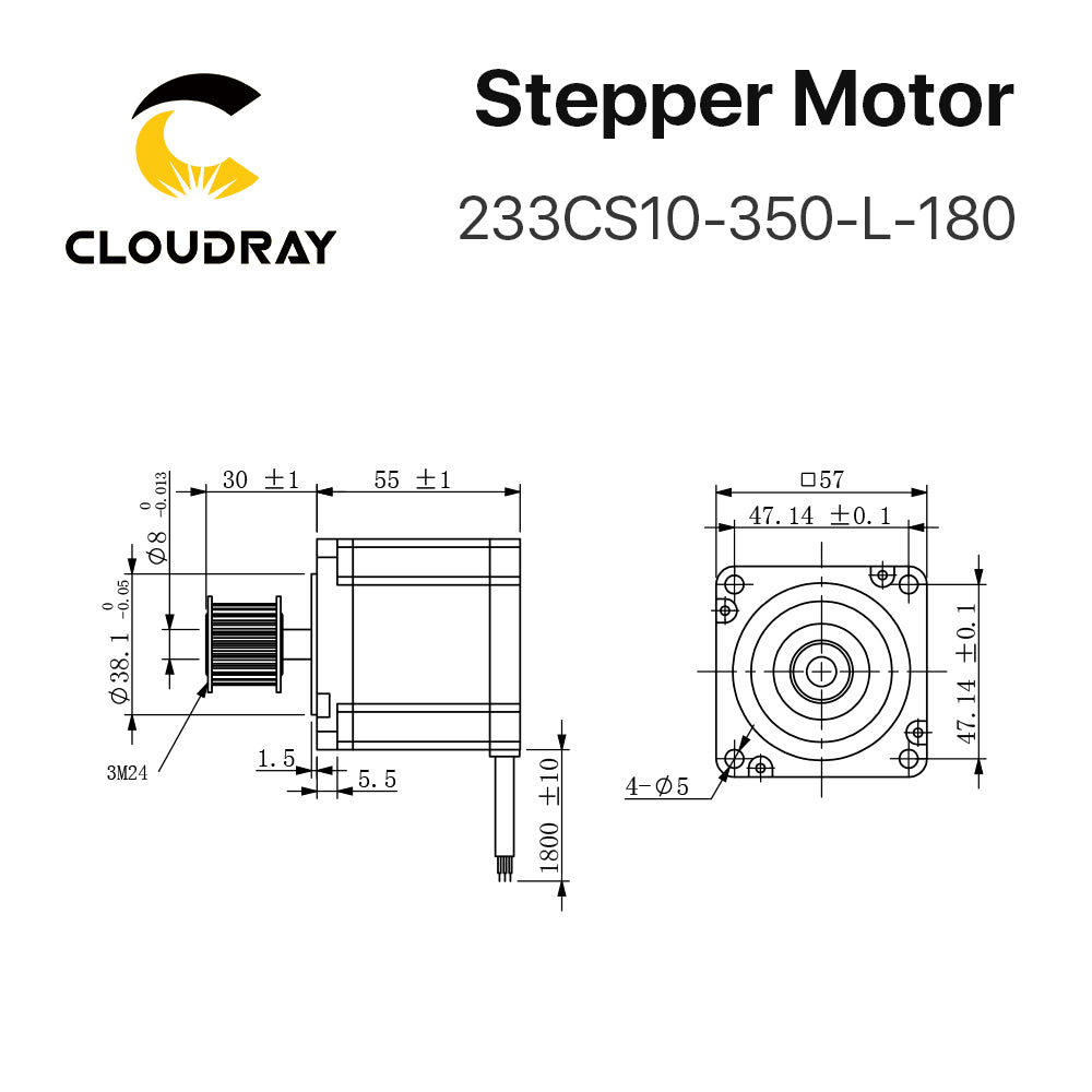 Cloudray 3 Phase Model 233CS10C-350-L-18 Stepper Motor
