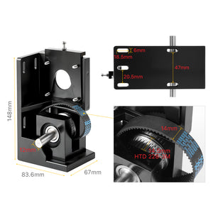 Cloudray Nema23 38-Teeth Stepper Motor Reducer Dimensions and HTD 228-3M Timing Belt Specifications