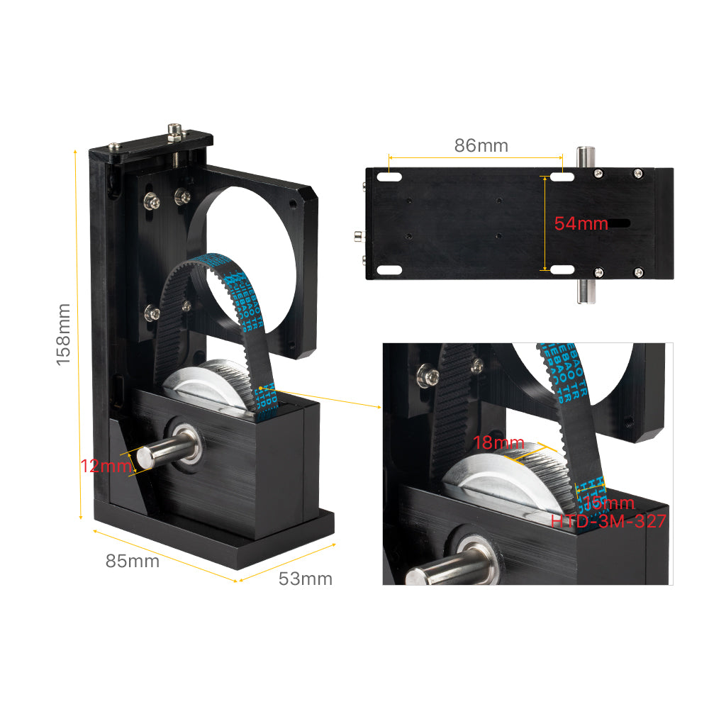 Cloudray Nema34 72-Teeth Stepper Motor Reducer Features with HTD-3M-327 Synchronous Belt