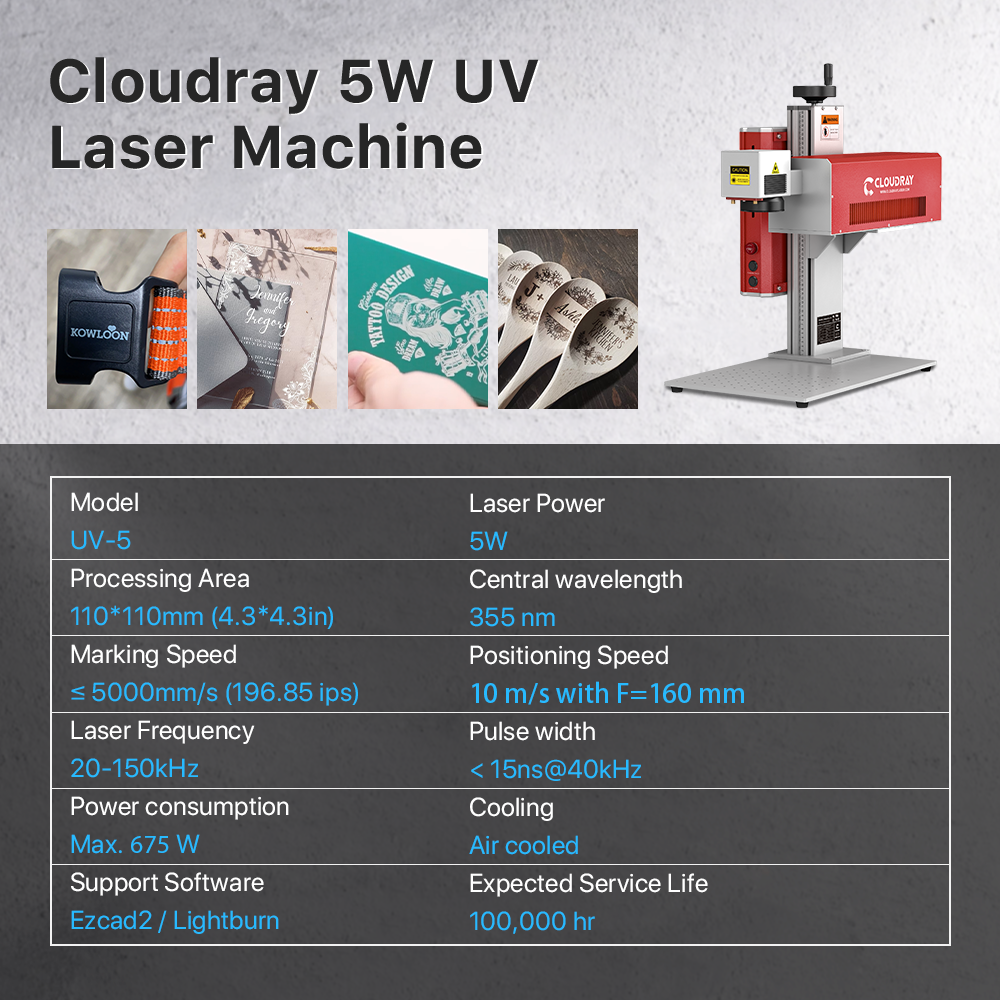 Specification | UV-5 5W UV Laser Marking Engraver
