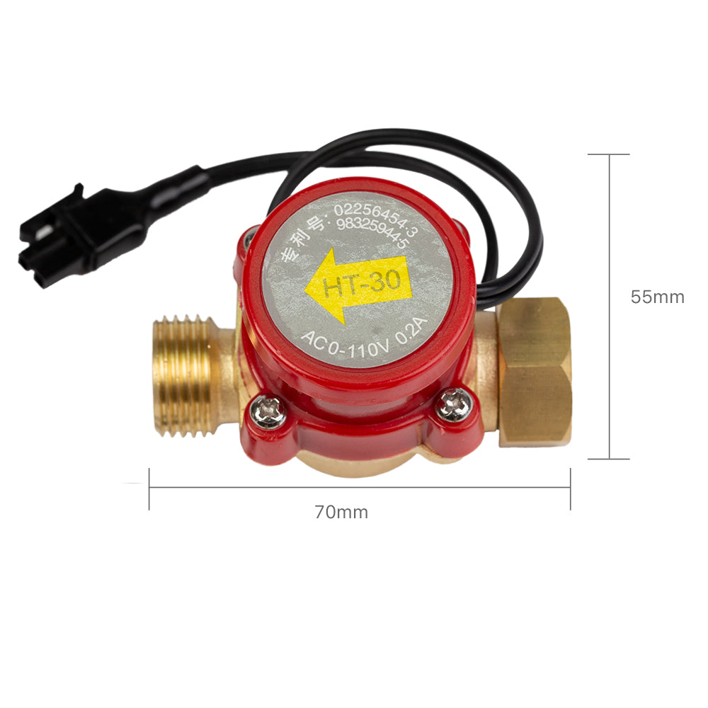 Cloudray HT-30 Water Flow Switch Dimensions and Overall Unit Size Schematics