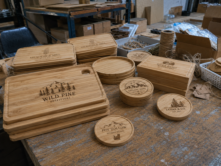 Wood, acrylic and non-metal engraving
