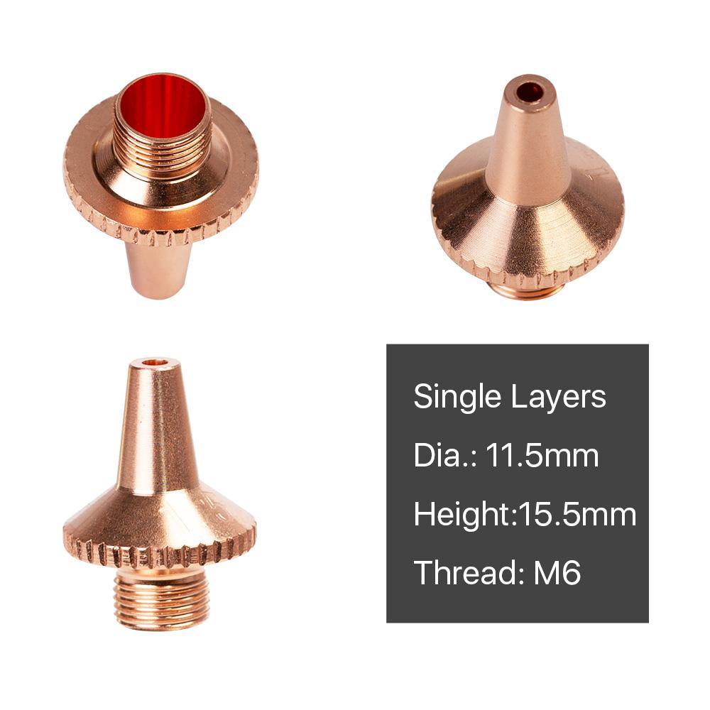 Cloudray (B Type 3D M6 Cutting Nozzles) Single Layer  D11.5 H15.5 M6 Caliber 1.0-2.0mm - Cloudray Laser