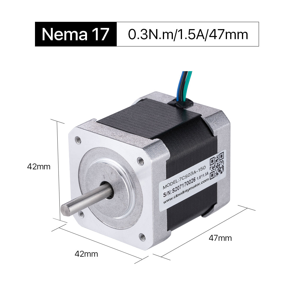 Cloudray 47 mm 0,3 Nm 1,5 A 2-Phasen-Nema17-Schrittmotor mit offener Schleife