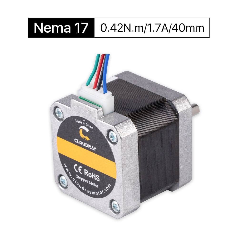 Cloudray 40mm 0.42N.m 1.7A Motor paso a paso de bucle abierto Nema17 de 2 fases con cable de 4 conductores