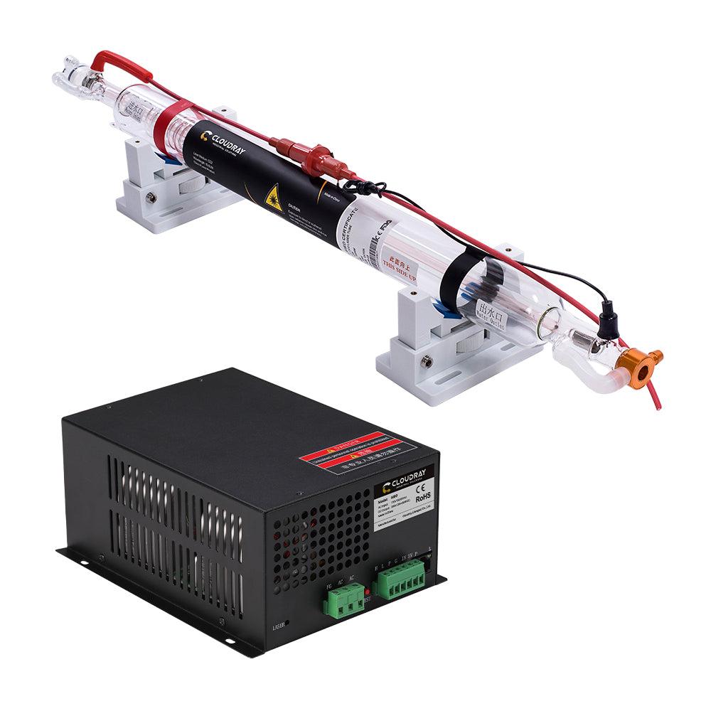Cloudray Bundle For Sale 60W Metal Head Co2 Laser Tube + 80W 115V Laser Power Supply