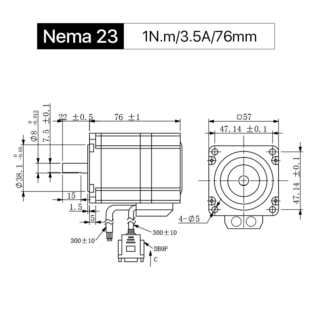 Cloudray 76mm 1N.m 3.5A 2 Phase Nema 23 Closed Loop Stepper Motor