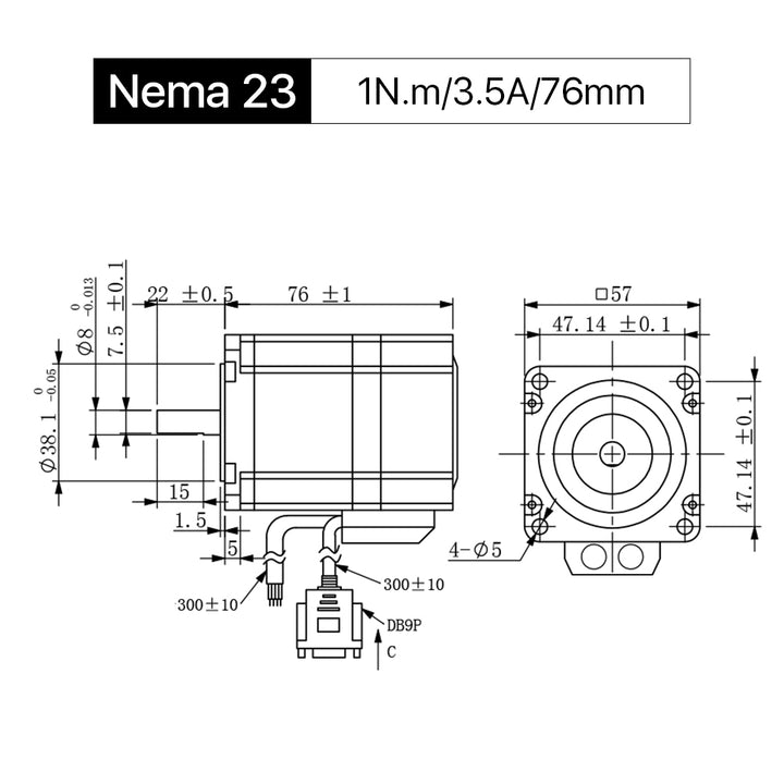 Cloudray 76 mm 1 Nm 3,5 A 2-Phasen-Nema 23-Schrittmotor mit geschlossenem Regelkreis