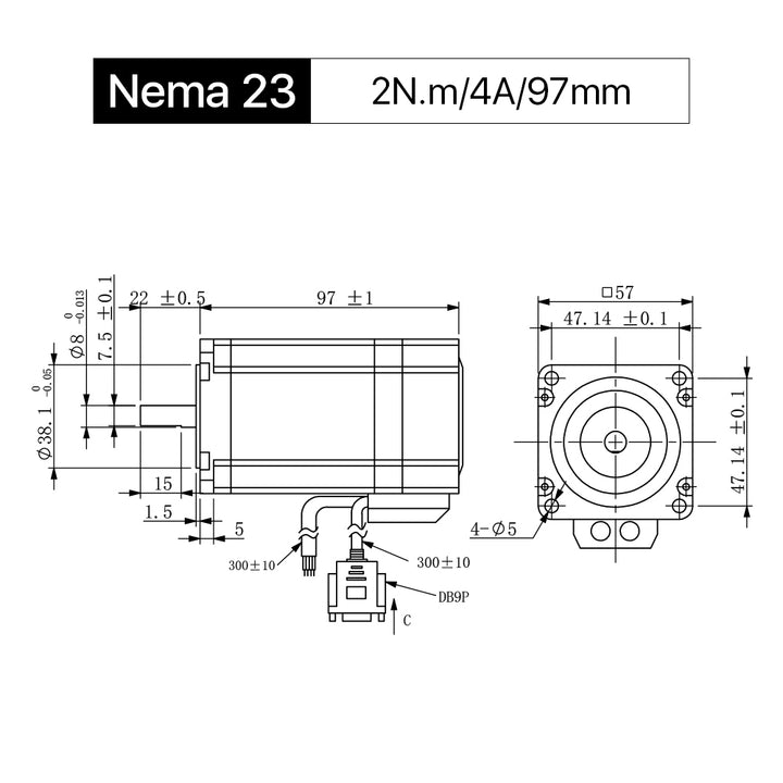 Cloudray 97mm 2N.m 4A 2 fasi Nema 23 motore passo passo ad anello chiuso