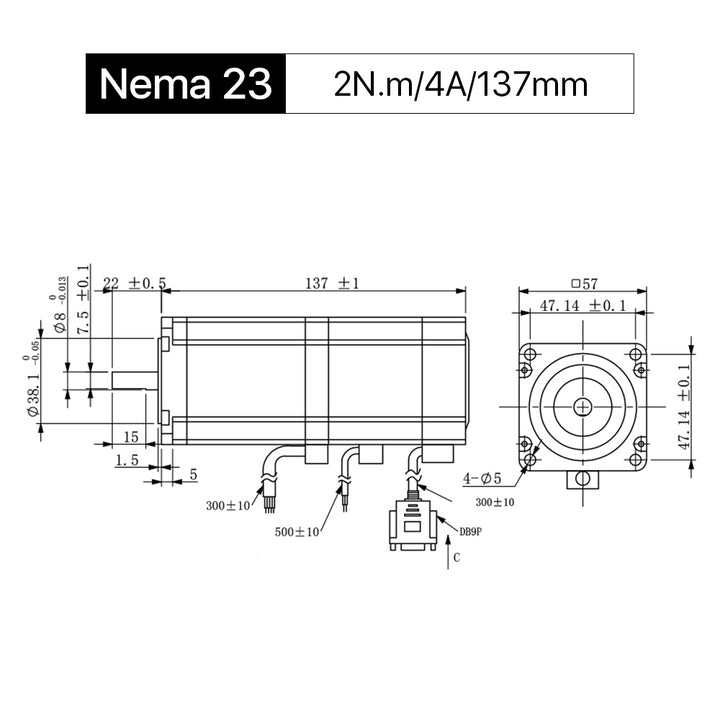 Cloudray 137mm 2N.m 4A 2 Fase Nema 23 Motor paso a paso de circuito cerrado