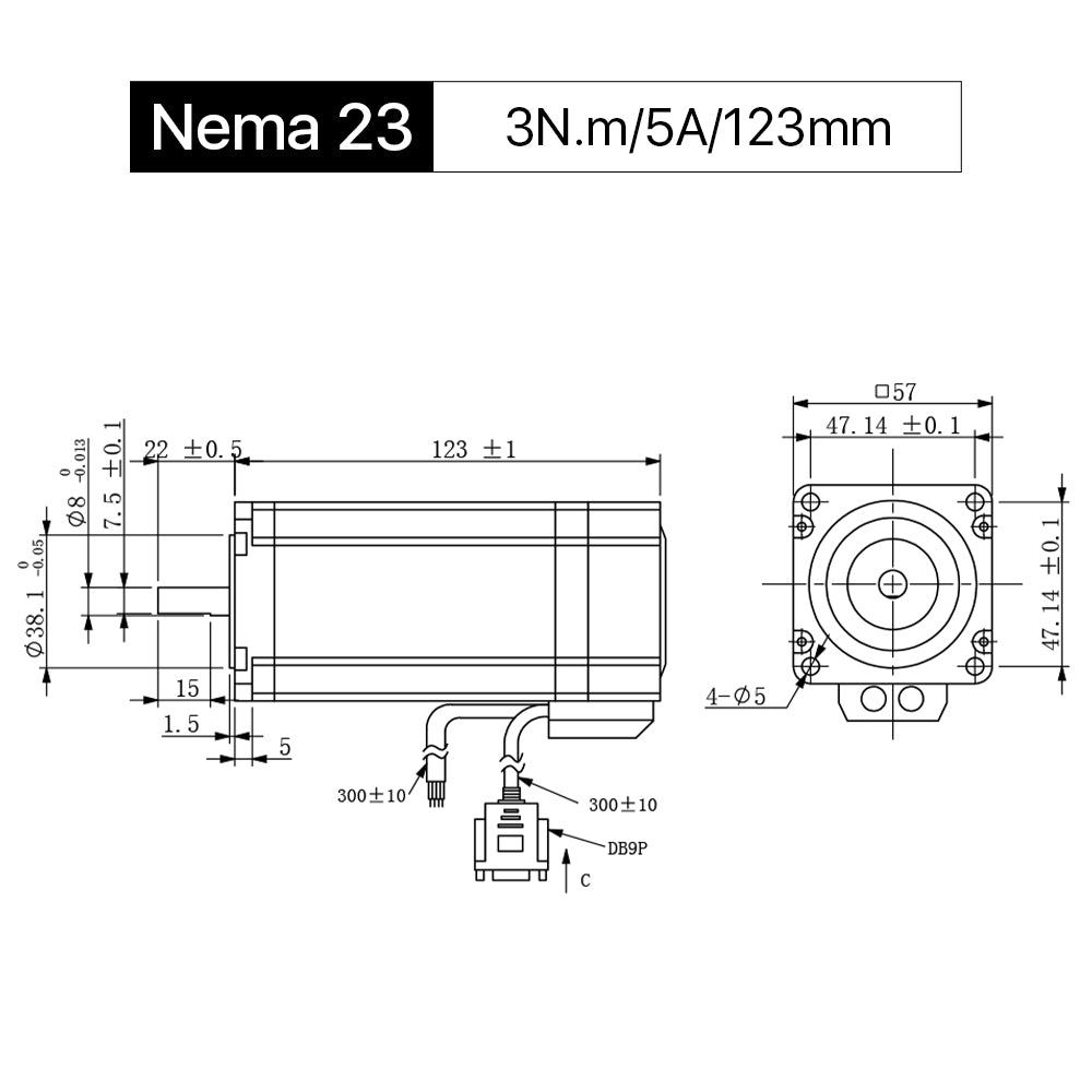 Cloudray 123 mm 3 Nm 5 A 2-Phasen-Nema23-Schrittmotor mit geschlossenem Regelkreis