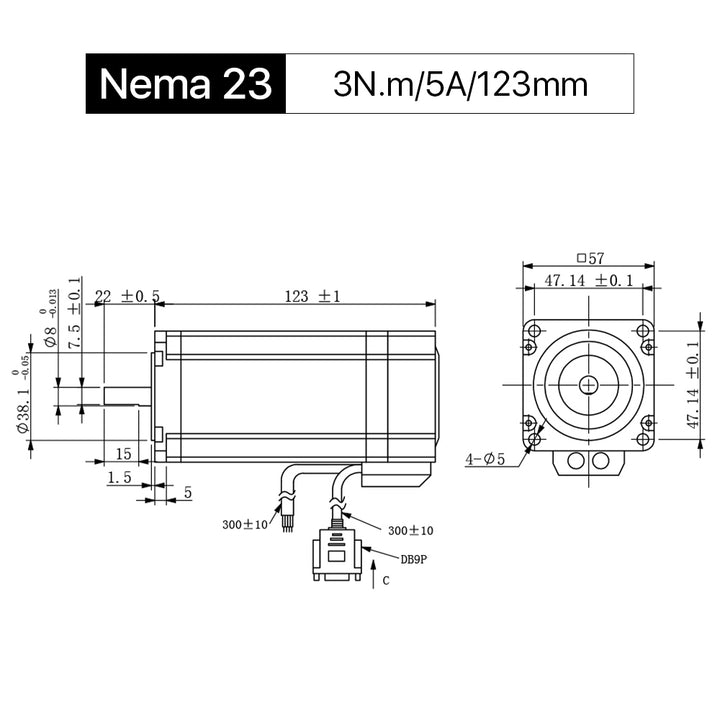 Cloudray 123mm 3N.m 5A 2-фазный шаговый двигатель Nema23 с замкнутым контуром