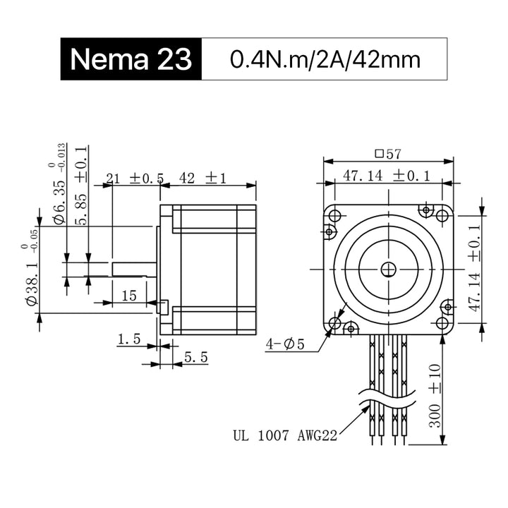 Cloudray 42mm 0.4N.m 2A 2-фазный шаговый двигатель с разомкнутым контуром Nema23