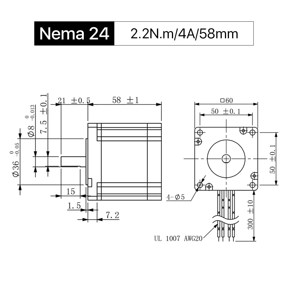 Cloudray 58mm 2.2N.m 4A 2-фазный шаговый двигатель с разомкнутым контуром Nema24
