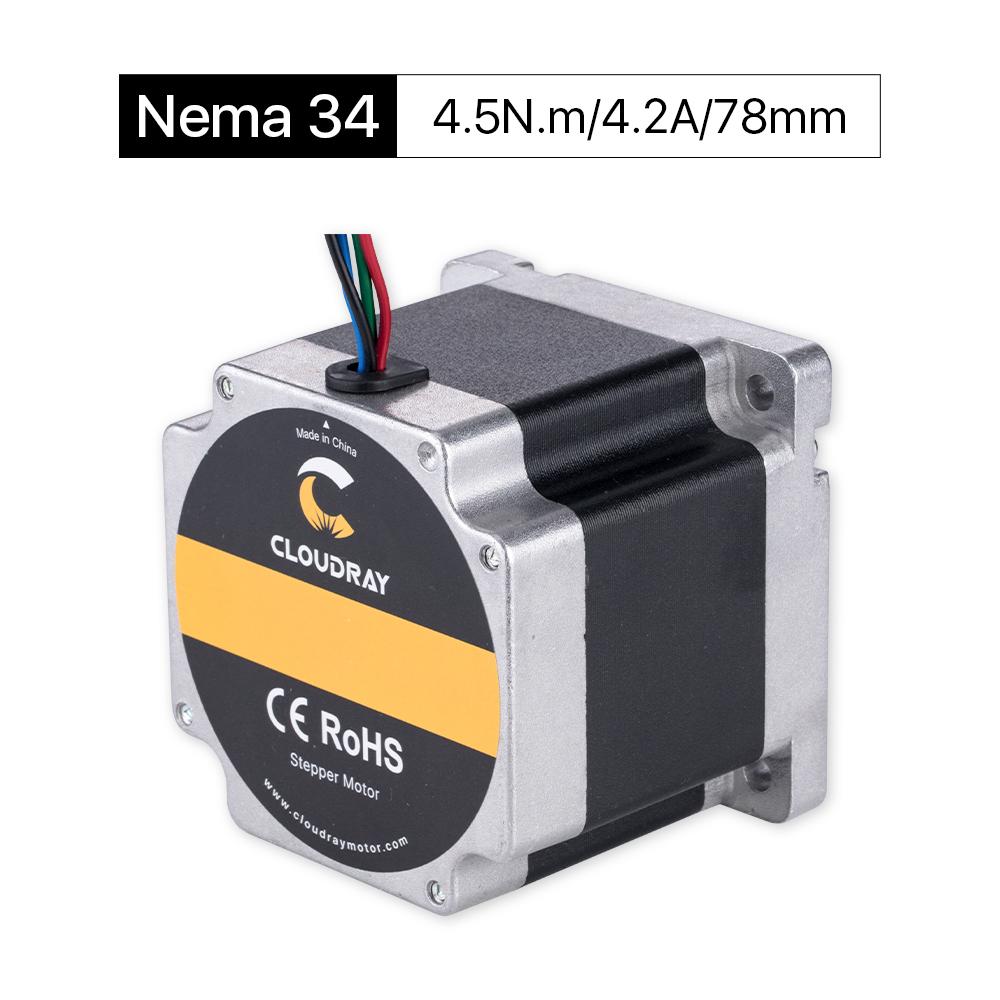 Cloudray 78mm 4.5N.m 4.2A 2 Phase Nema34 Open Loop Stepper Motor With 4 Wires Shaft 12.7mm