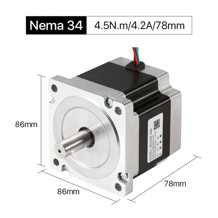 Cloudray 78mm 4.5N.m 4.2A Motor paso a paso de bucle abierto Nema34 de 2 fases con eje de 4 cables 14mm
