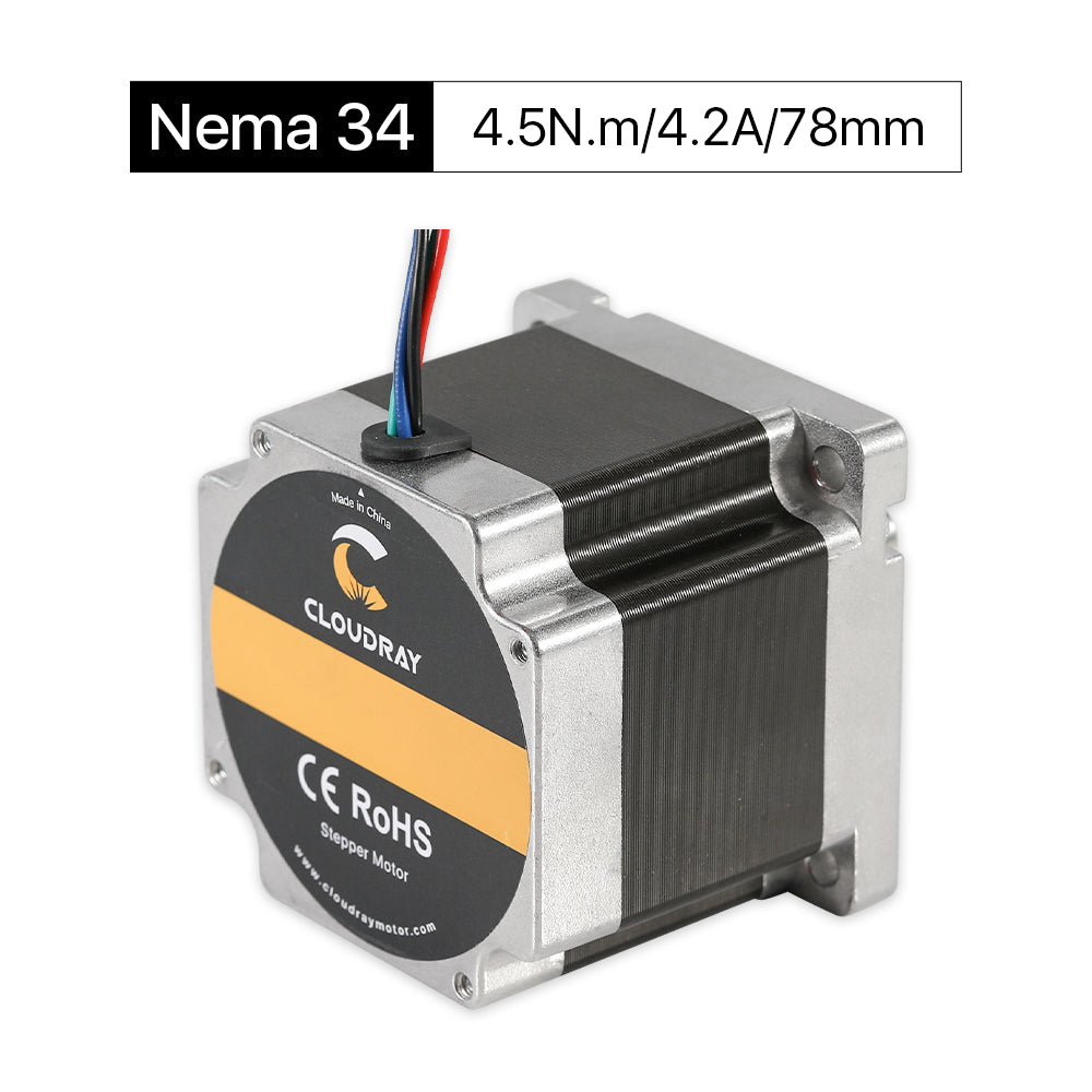 Cloudray 78 mm 4,5 Nm 4,2 A 2-Phasen-Nema34-Schrittmotor mit offener Schleife und 4 Drähten, Welle 14 mm