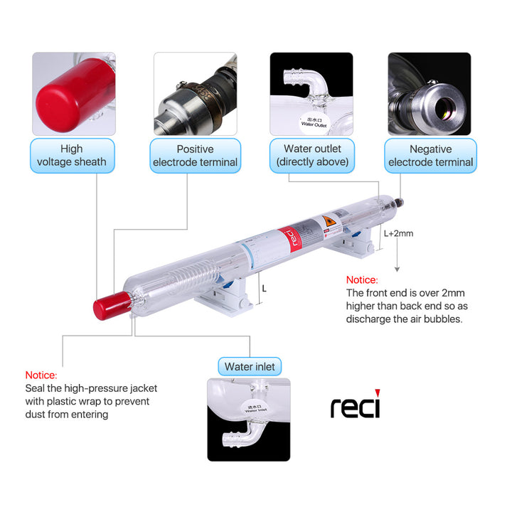 Комплект Cloudray для продажи W4 Лазерная трубка RECI Co2 100 Вт + источник питания для лазера DY-13 100 Вт